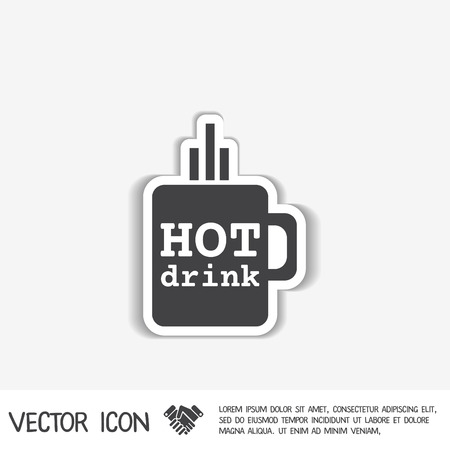 Coffee cup or tea symbol icon. Cup of hot drink sign. Symbol of hot drink . Icon cafe or diner.のイラスト素材