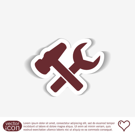 hammer and wrench, symbol settings.のイラスト素材