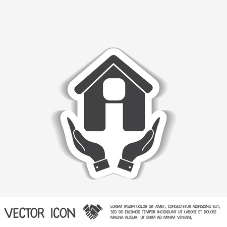 hand holding a House icon. Home signのイラスト素材