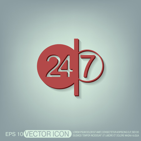 24 7 icon. open 24 hours a day and 7 days a week iconsのイラスト素材