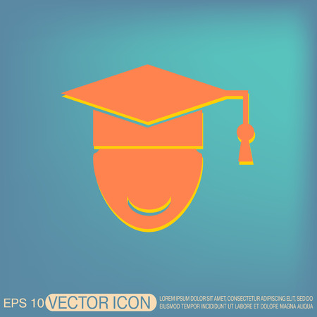 graduate hat avatar sign. the head of the student learner. Education sign, symbol icon college or institute. graduationのイラスト素材