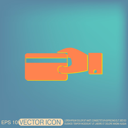 Hand holding credit card, vector, credit card in hand, Payment iconのイラスト素材
