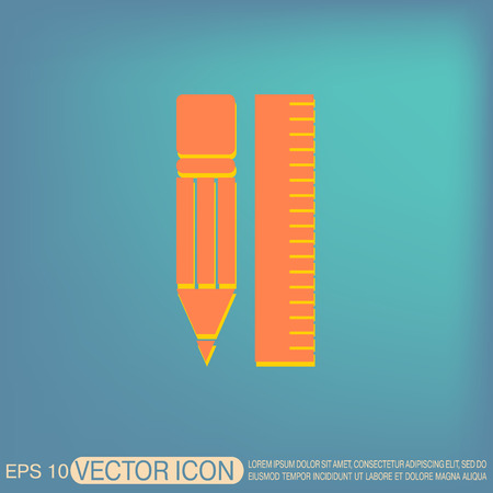 ruler and pencil. characters geometry. Education sign, symbol icon drawing and geometryのイラスト素材