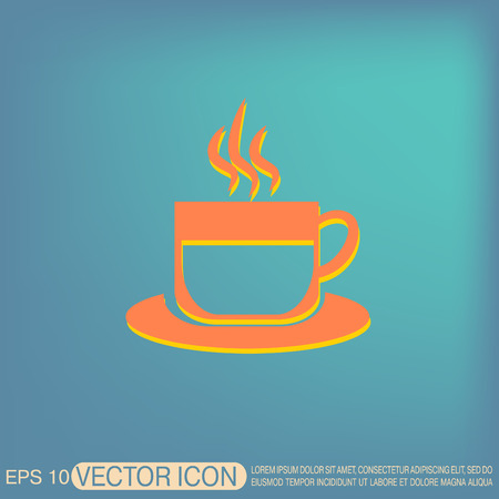 Coffee cup or tea symbol icon. Cup of hot drink sign. Symbol of hot drink . Icon cafe or diner.のイラスト素材