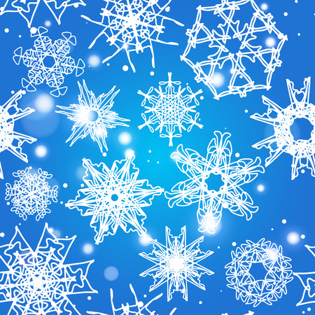 Snowflake Pattern. Seamless vector texture. Christmas and new year conceptのイラスト素材