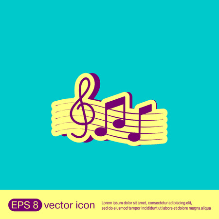 Musical notes and treble clef. Symbol muzykiki. Icon art and musicalityのイラスト素材