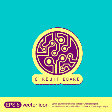 Circuit board sign icon. Technology scheme symbol.のイラスト素材