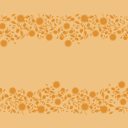 sunflower flower seamless background. silhouette flowersのイラスト素材