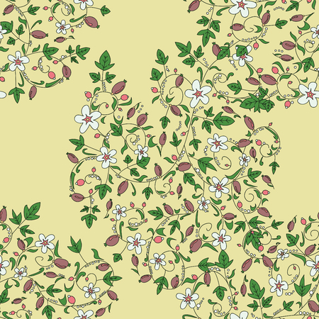 barberry pattern. seamless floral texture with berriesのイラスト素材
