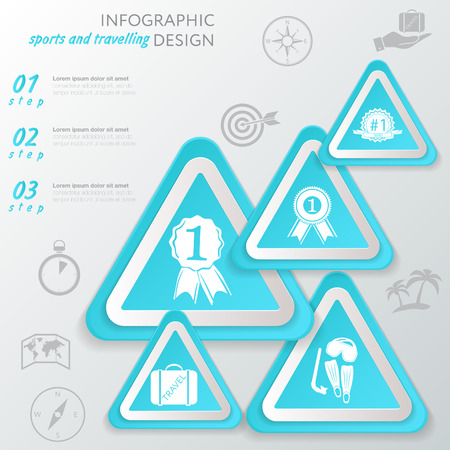 Template sport infographic or website layout. infographic elements with icon and stepsのイラスト素材