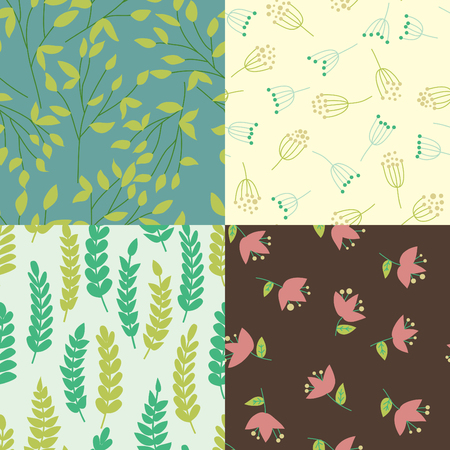 Floral vector pattern. Seamless doodle texture with flowers. Use as desktop wallpaper or surface textures, web page background, textile and other.のイラスト素材