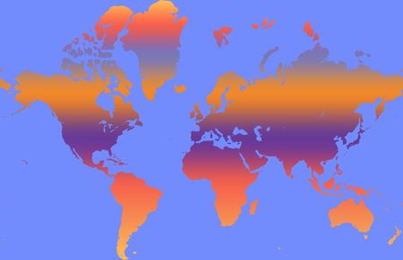 world map at sunsetの写真素材