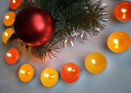 Christmas ornament with romantic candle light decoration    の写真素材