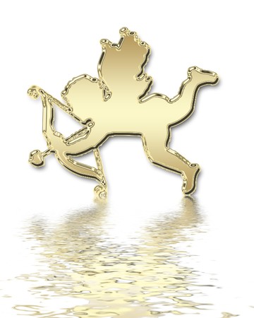 valentines day golden cupid illustrationの写真素材