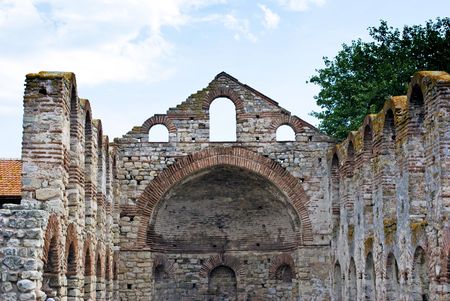 castle ruins in old Nesebar Bulgariaの写真素材