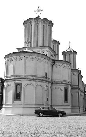 view of metropolitan church in Bucharest Romaniaの写真素材