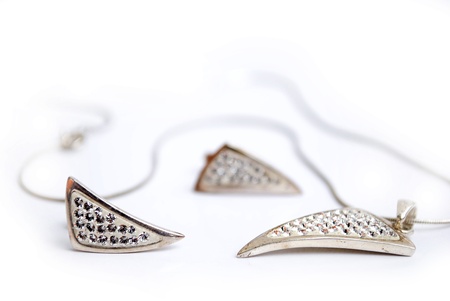 neckalce and earrings isolated on white backgroundの写真素材