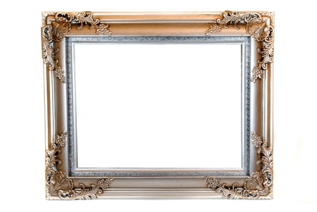 empty vintage ornamented wooden picture frame isolated