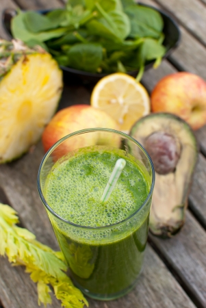 healthy juice made of freshly juiced fruits and vegetablesの写真素材