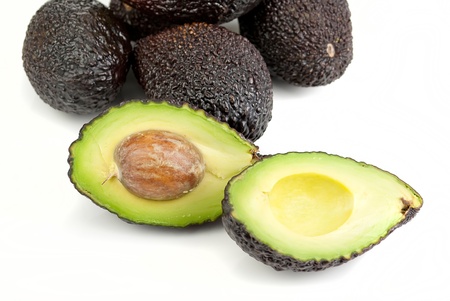 fresh organic healthy avocado fruit isolated on white backgroundの写真素材