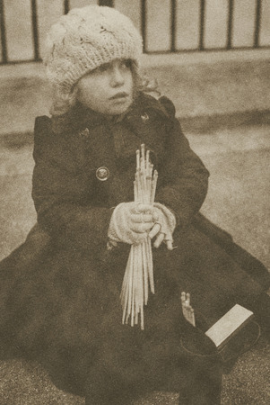 The Little Match Girl fairy tale reproductionの写真素材