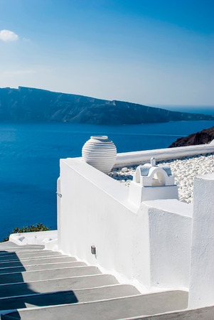 Oia Santorini Greece famous with beautiful romantic sunsetsの写真素材