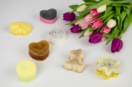 luxury handmade organic soap bars scented varietyの写真素材