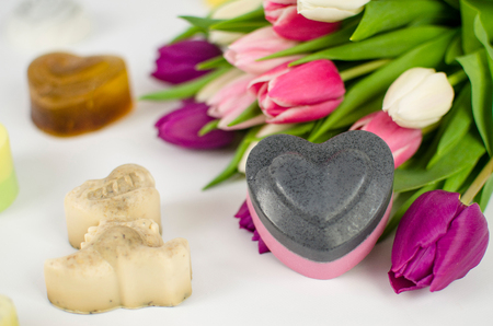 luxury handmade organic soap bars scented varietyの写真素材