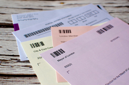 voting elections postal poll card London UK ballot papers