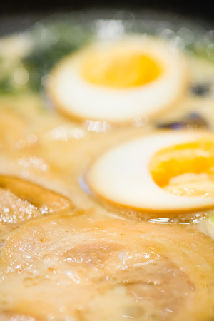 delicious japan food style menu.traditional japanese local Ramen noodle on black dish.japanese chef cooking Ramen noodles at japanese restaurant.tasty japanese food served on dish.の写真素材