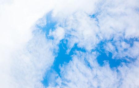 clear blue sky with white clouds on good weather.blue sky on sunlight background.skyscape.cloudscape.beautiful vast blue sky and fluffy clouds with some space.の写真素材