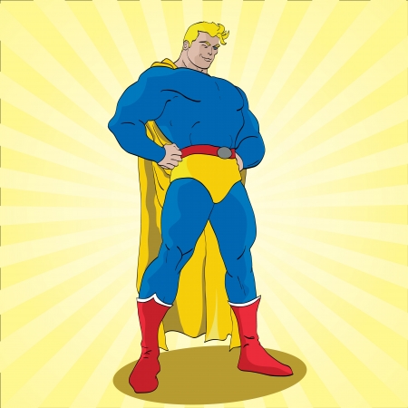 Hand drawn vector illustration of a super heroのイラスト素材