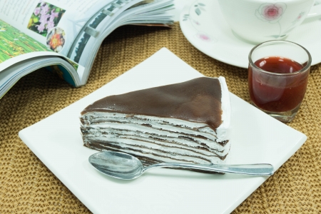 chocolate crepe cakeの写真素材