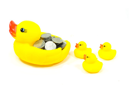 Rubber duck isolated on white の写真素材
