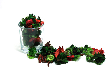 Fragrant natural potpourri with dried flowers, leaves and spicesの写真素材