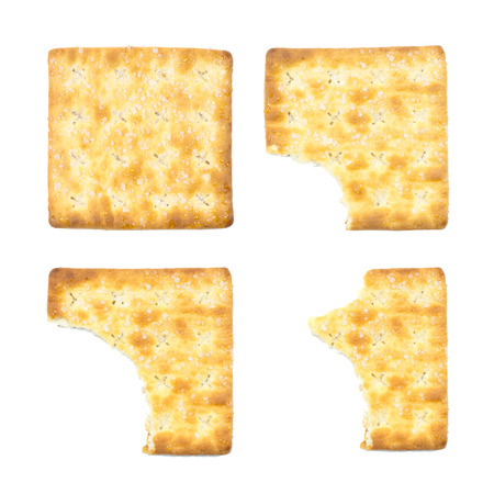 Stack of sugar crackers isolated on the white backgroundの写真素材