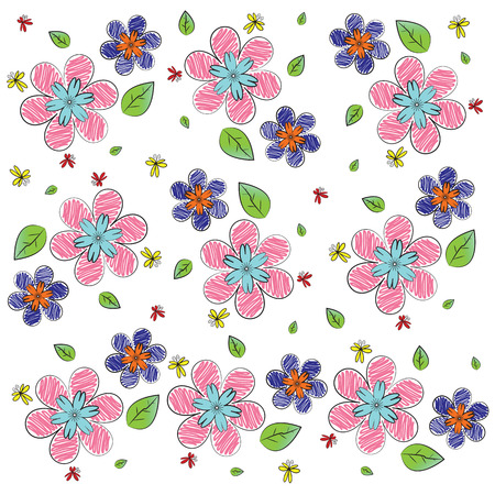 background with flowers, leaves, butterfly の写真素材