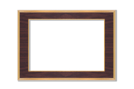 wooden frame isolated on white backgroundの写真素材