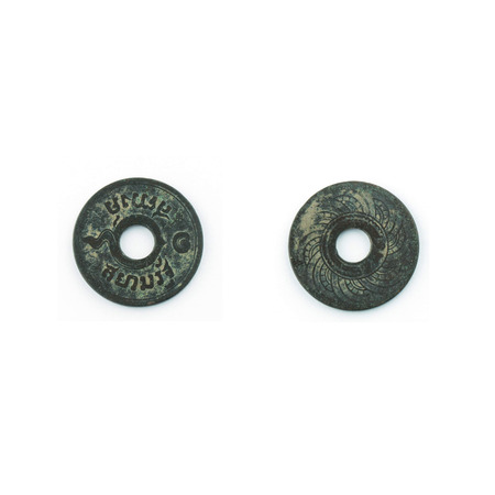 Old coin Thailand on white backgroundの写真素材