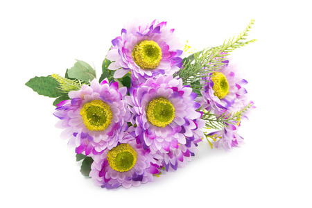 artificial flowers decorative isolated on the white backgroundの写真素材