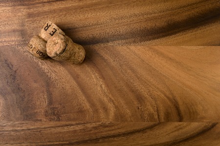 stoppers from champagne on the wooden backgroundの写真素材