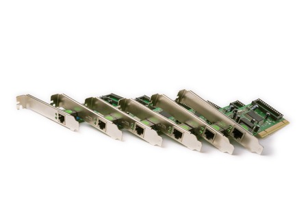 network PCI cards for computer on a white backgroundの写真素材