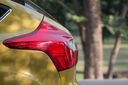 Selective focus rear red lights, Car lights, Yellow Carの写真素材