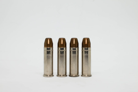 Bullet close-up on 38Super ammo isolated on white backgroundの写真素材