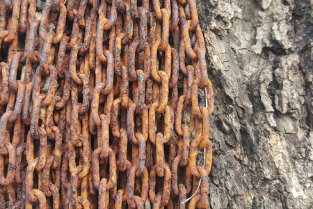 Closeup old rusty chains texture dirty steelの写真素材
