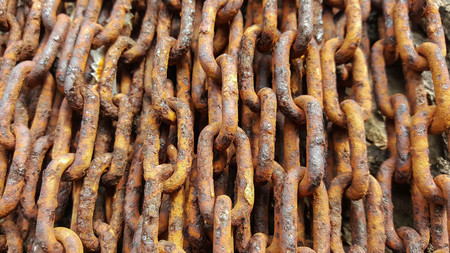 Closeup old rusty chains texture dirty steel