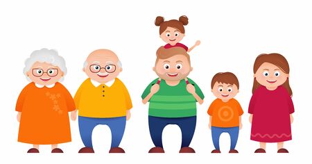 Set of family members characters, cartoon isolated icons.のイラスト素材