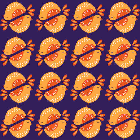 Seamless retro pattern with birds vectorのイラスト素材