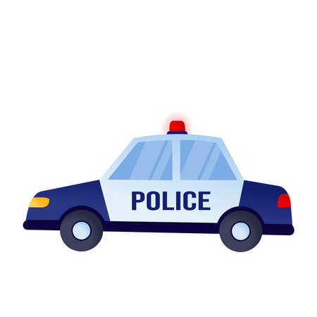 Police patrol car cartoon flat vectorのイラスト素材