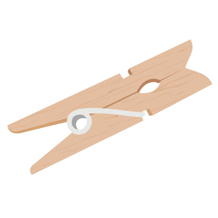Wooden clothes pin, clothes peg isolated vectorのイラスト素材